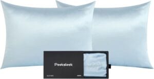 Luxurious 100% Mulberry Silk Pillowcases - Hypoallergenic, Soft, and Breathable for Hair & Skin Care (2-Pack, Hazel Blue)